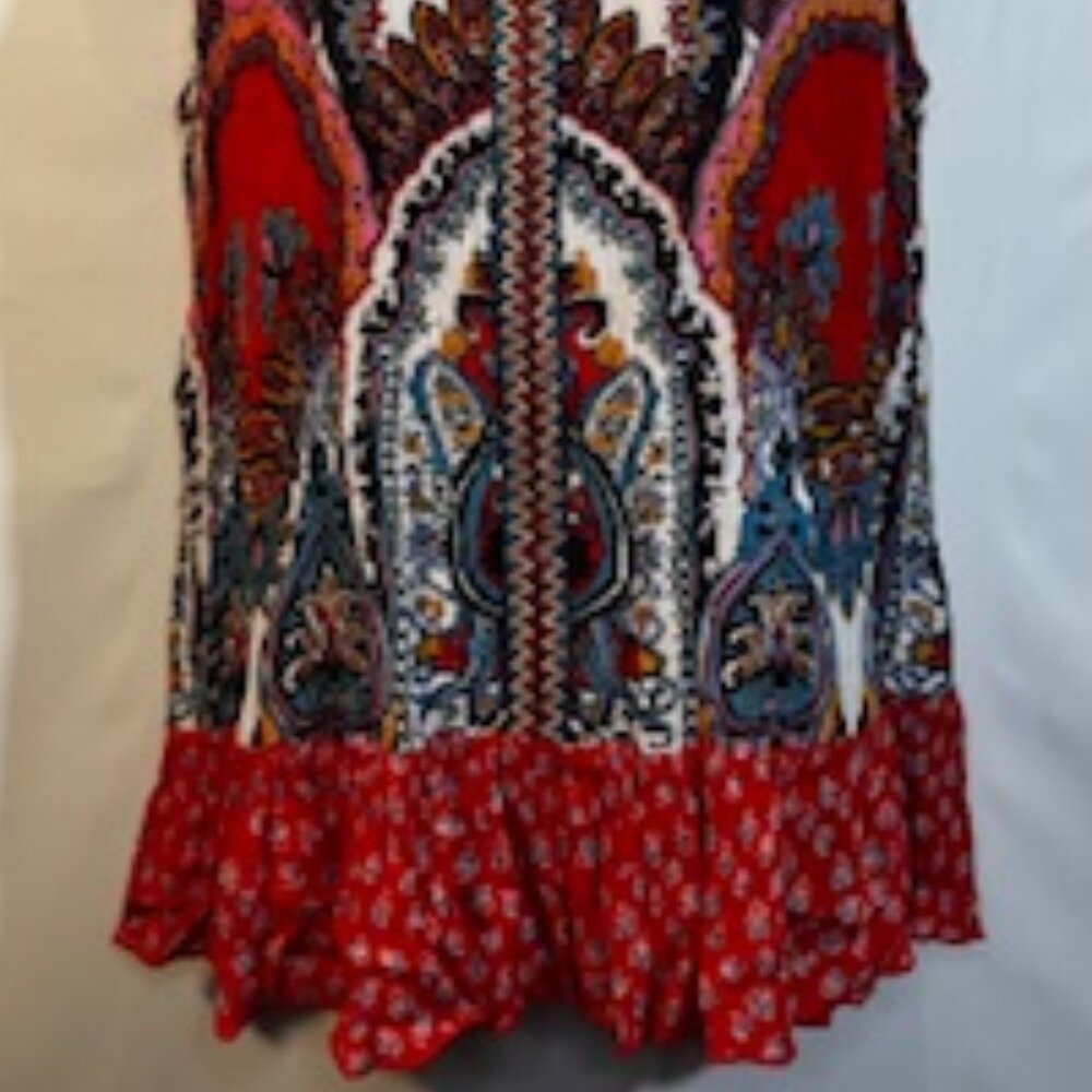 Bila Tank Top Women's L Multi Boho Embroidered Sleeveless V Neck Ruffle Hem - Picture 5 of 6